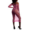 Ouch! Glow Bustier et Robe Filet Épaules dénudées Rose Fluo